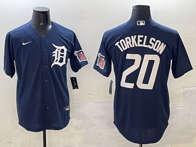Men Detroit Tigers 20 Torkelson Drak Blue Game 2025 Nike MLB Jersey style 2